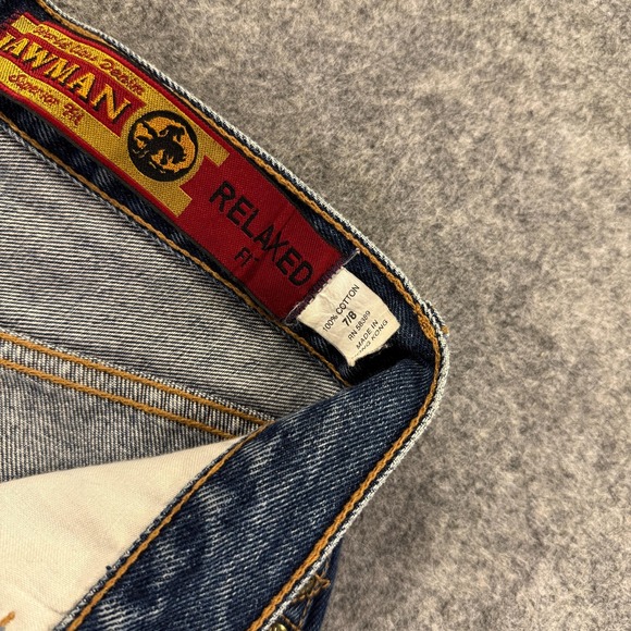 Vintage Lawman Jeans Juniors 7/8 Blue High Rise Relaxed Straight Western Studded - Picture 6 of 10